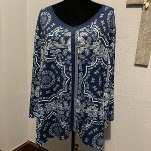 Navy blue and White blouse